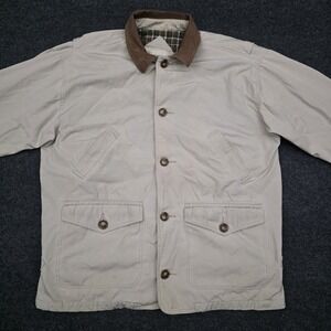 Vintage Fieldmaster Barn Chore Coat Jacket Mens Large Beige Canvas Flannel Lined